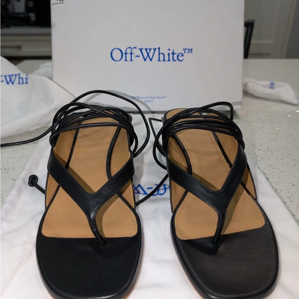 Off-White Black Lollipop lace-up leather sandals - Picture 1 of 11